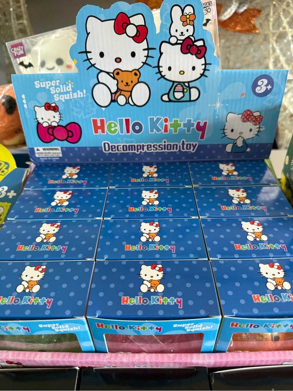 Hello Kitty Blue Decompression Squishy Toy - Licensed Character Plush box of 12